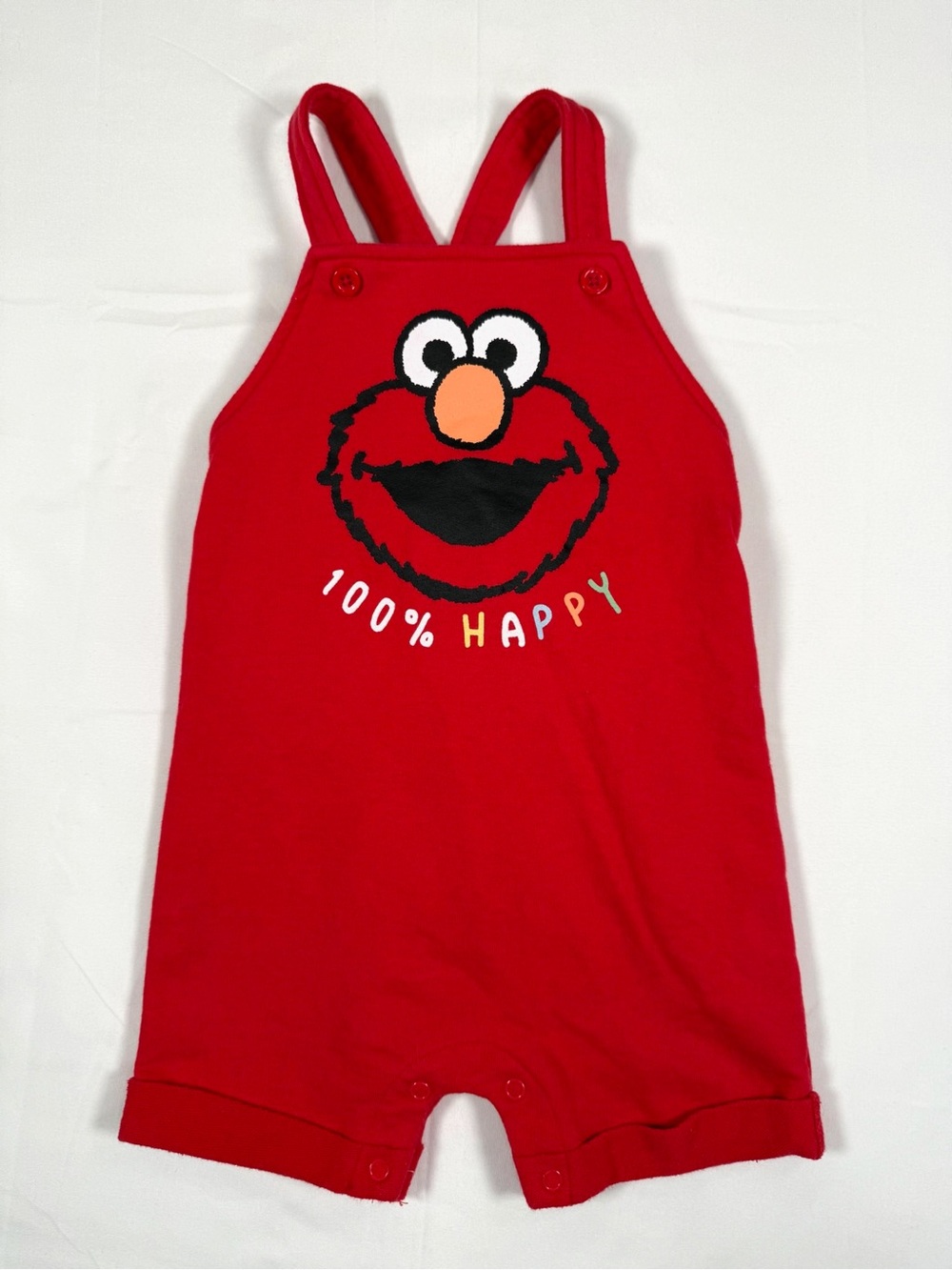 SESAME STREET Baby Toddler Elmo 100% Happy Red Overalls Character Play 24M